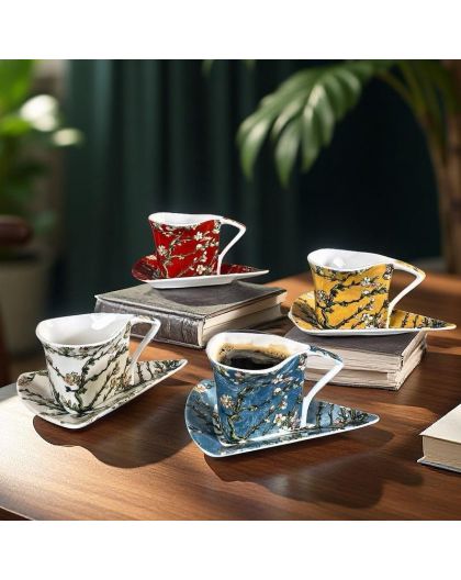 Set of 4 cups with saucers 90ml