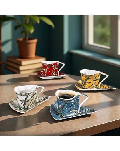 Set of 4 cups with saucers 90ml