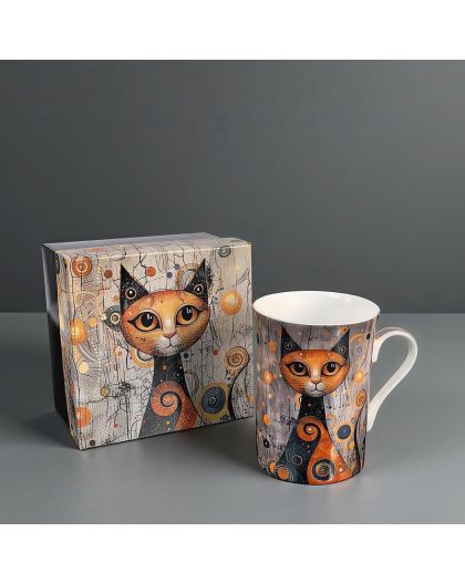 Mug for tea "Cats, Gustav Klimt" 300 ml