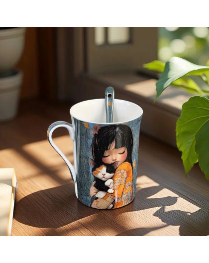 Gift Mug for tea with Spoon, 300 ml