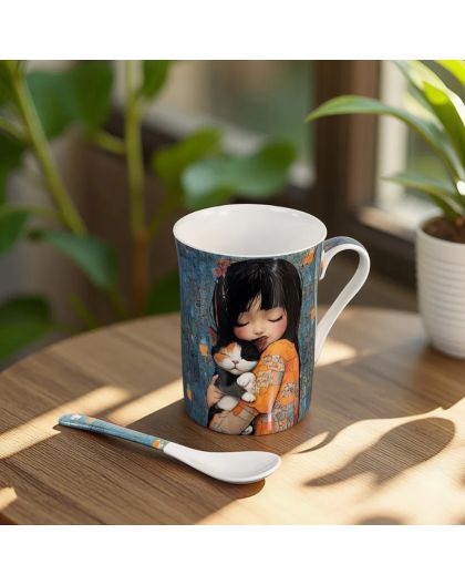 Gift Mug for tea with Spoon, 300 ml