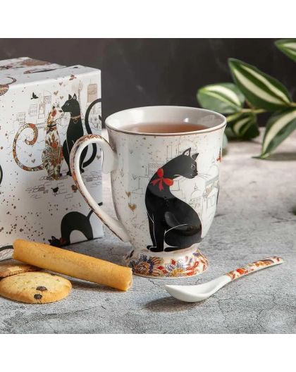 Gift Cup for tea with spoon " The Cats",  280 ml