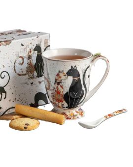 Gift Cup for tea with spoon " The Cats",  280 ml