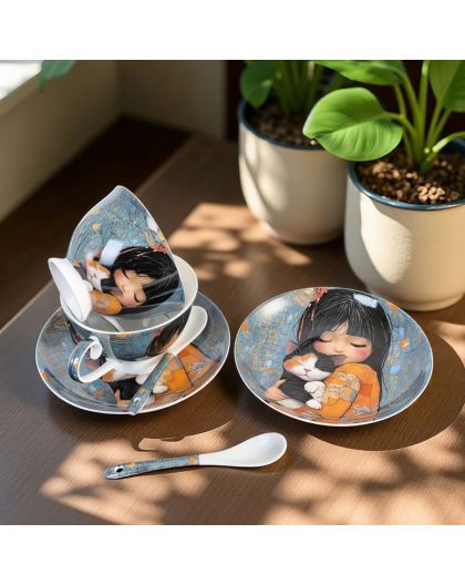 Set of two tea cups with saucers, 220ml