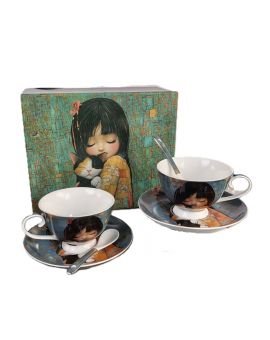 Set of two tea cups with saucers, 220ml