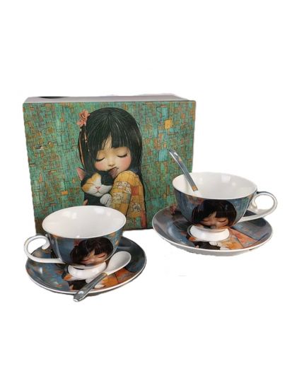 Set of two tea cups with saucers, 220ml