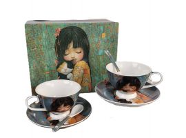 Set of two tea cups with saucers, 220ml