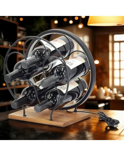 Wine rack with LED light - 5 bottles
