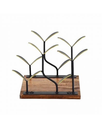 Wine rack with wooden base - 4 bottles