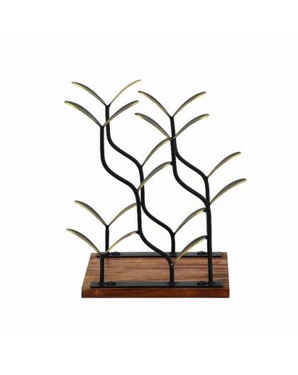 Wine rack with wooden base - 6 bottles