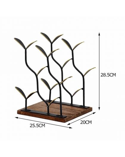 Wine rack with wooden base - 6 bottles