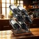 Wine rack with wooden base - 6 bottles