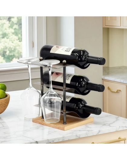 Wine and glass rack - 3 bottles