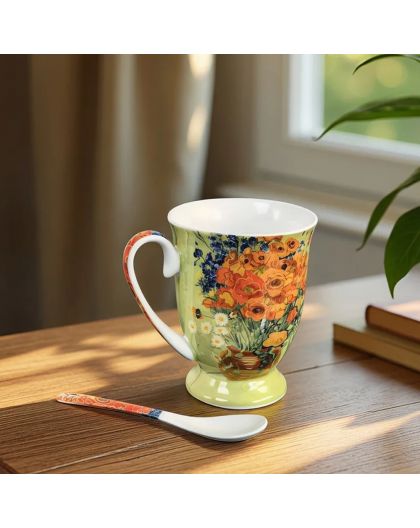 Cup for tea "Vase with Red Poppies, Vincent van Gogh" 280 ml