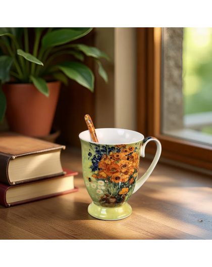 Cup for tea "Vase with Red Poppies, Vincent van Gogh" 280 ml