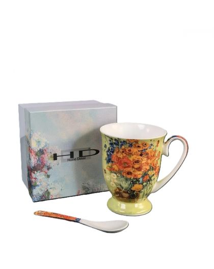 Cup for tea "Vase with Red Poppies, Vincent van Gogh" 280 ml
