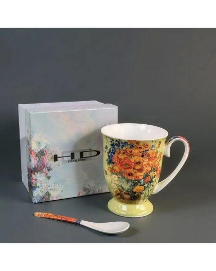 Cup for tea "Vase with Red Poppies, Vincent van Gogh" 280 ml