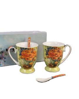 Cup for tea "Vase with Red Poppies, Vincent van Gogh" 280 ml, 2pcs