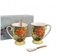 Cup for tea "Vase with Red Poppies, Vincent van Gogh" 280 ml, 2pcs