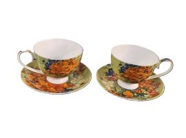 Set of two cups with saucers "Vase with Red Poppies" 250 ml