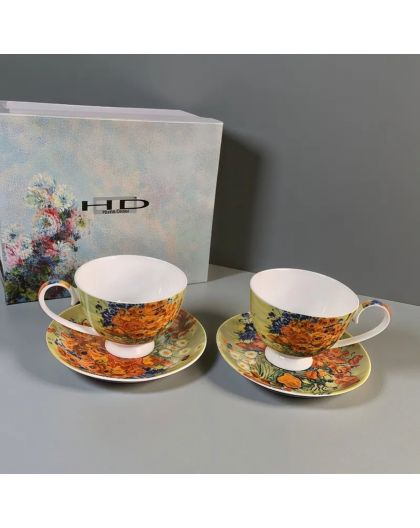 Set of two cups with saucers "Vase with Red Poppies" 250 ml