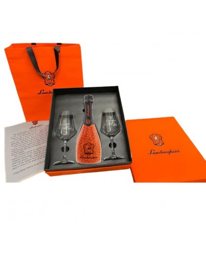 Lamborghini Sparkling wine gift box with 2 crystal glasses