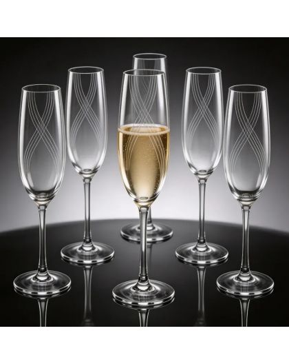 BOHEMIA COLIBRI OPTIC 4, Sparkling wine glasses flute 220ml, 6pcs
