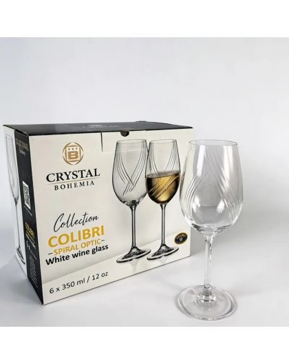 BOHEMIA COLIBRI OPTIC 4, White wine glasses, 350ml, 6pcs