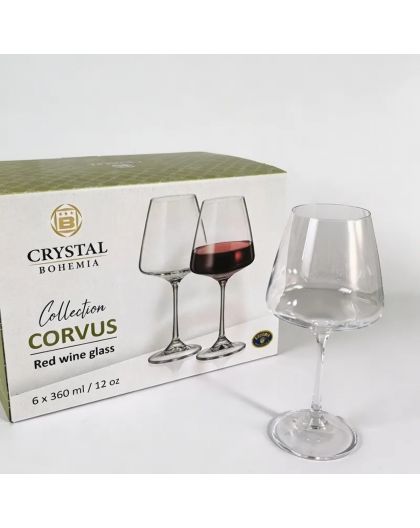 Bohemia Set of 6 red wine glasses Corvus, 360ml