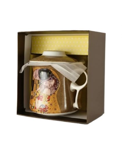 Cup for tea "The Kiss" with metal strainer and lid, 320ml