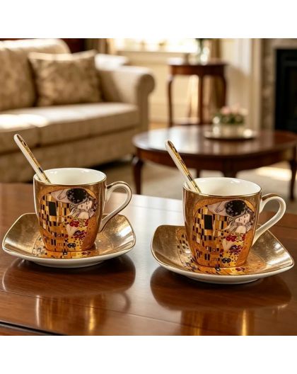 Set of two espresso cups, Gustav Klimt, "The Kiss", 60 ml