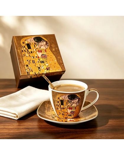 Set of two cups with spoons "The Kiss" 230 ml