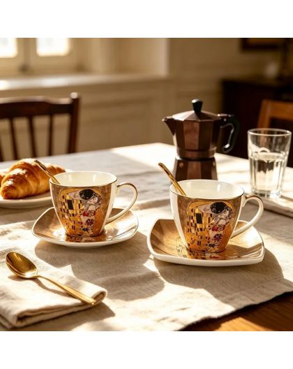 Set of two cups with spoons "The Kiss" 230 ml