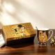 Set of two gift cups with spoons, The Kiss, gold and black – 280 ml