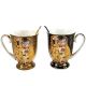 Set of two gift cups with spoons, The Kiss, gold and black – 280 ml