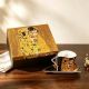 Set of two espresso cups, Gustav Klimt, The Kiss in black and gold, 90 ml