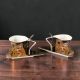 Set of two gift cups with saucers and spoons, Gustav Klimt, The Kiss in black and gold – 180 ml
