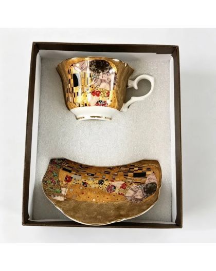 Gift cup with saucer, The Kiss in Gold, 200 ml