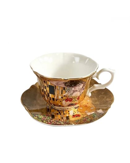 Gift cup with saucer, The Kiss in Gold, 200 ml