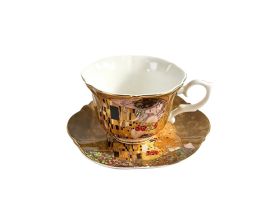 Gift cup with saucer, The Kiss in Gold, 200 ml