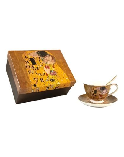 Set of two gift espresso cups with saucers,The Kiss, 90 ml