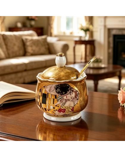Sugar bowl with spoon, The Kiss
