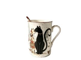 Gift cup with porcelain spoon, Cats Closeness, 300 ml