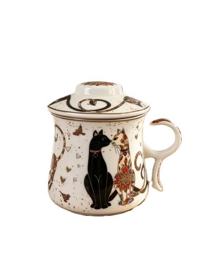 Gift cup with metal strainer and lid, Cats Closeness, 340 ml