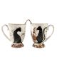 Set of two gift cups with porcelain spoons, Cats tenderness and closeness,280 ml