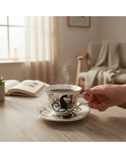 Gift cup with saucer – Cats Closeness – 200 ml