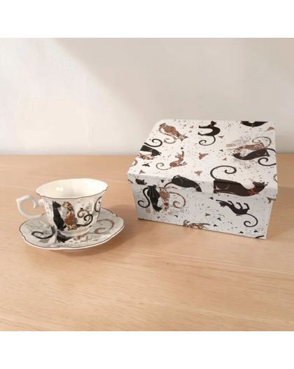 Gift cup with saucer – Cats Closeness – 200 ml