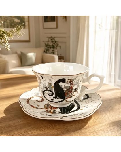 Gift cup with saucer – Cats Closeness – 200 ml