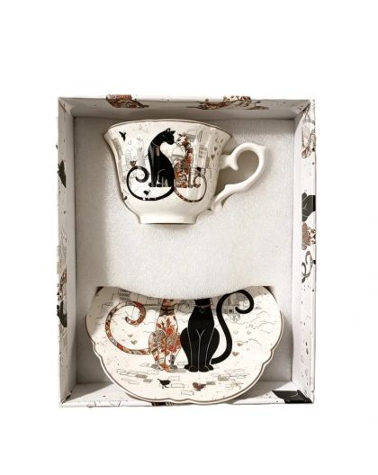 Gift cup with saucer – Cats Closeness – 200 ml