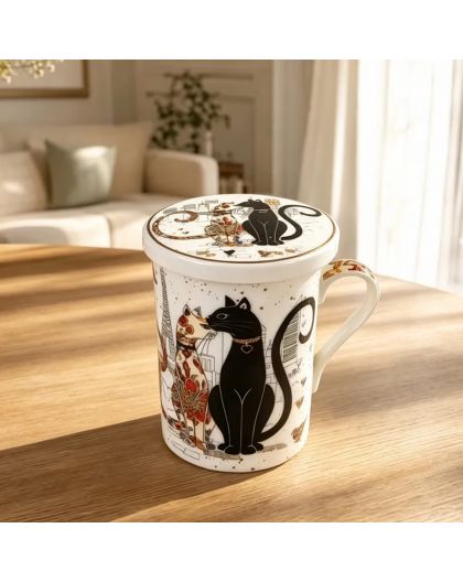 Gift cup with lid, Cats closeness, 300 ml